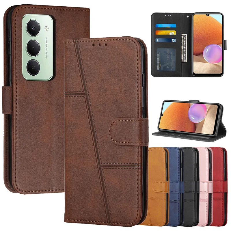 Leather Flip Wallet Phone Case with Magnetic Closure and Stand Feature