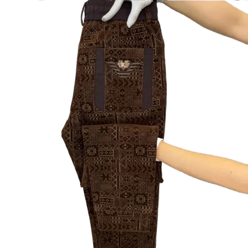 Abbigliamento da uomo Inverno Foderato in pile di alta qualità Caldo Y2K Pantaloni sportivi casual Tendenza moda Pantaloni tutto-fiammifero 5