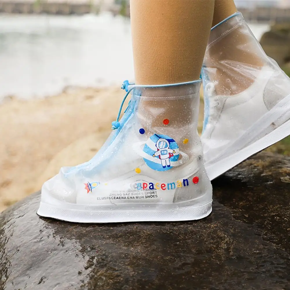 Children Rain Overshoes 1 Pair Wear-resistance Animal Print Non-slip Portable Waterproof for Outdoor