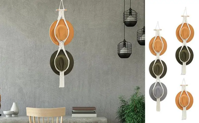 

Macrame Hat Hanger Durable Cotton Rope Material Hat Rack Holder Display Rack Storage Cap Holder Scarf Hanger Macrame Tapestry