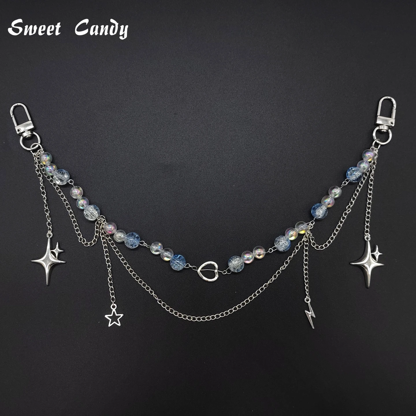Adjustable Detachable ITA Bag Double Chain Star Heart Pendant DIY Bag Decorative Chain Pain Bag Charm Fashion Waist Chain