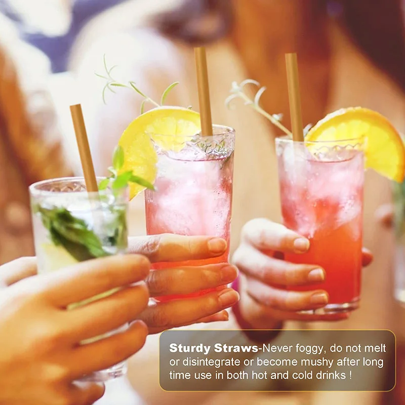 200pcs Sugar Cane Straws 21cm Disposable Compostable Drinking Cocktail Straw Kitchen Beverage Accessories Festival Party Kitchen