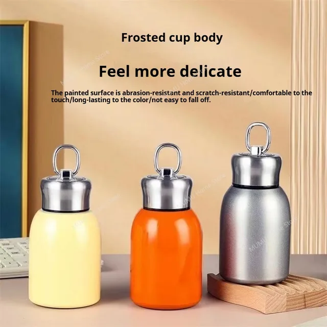 300ML Stainless Steel Vacuum Flask with Lifting Ring Mini Thermos Cup Car Insulated Cup Portable Travel Water Bottle Coffee Mug 6
