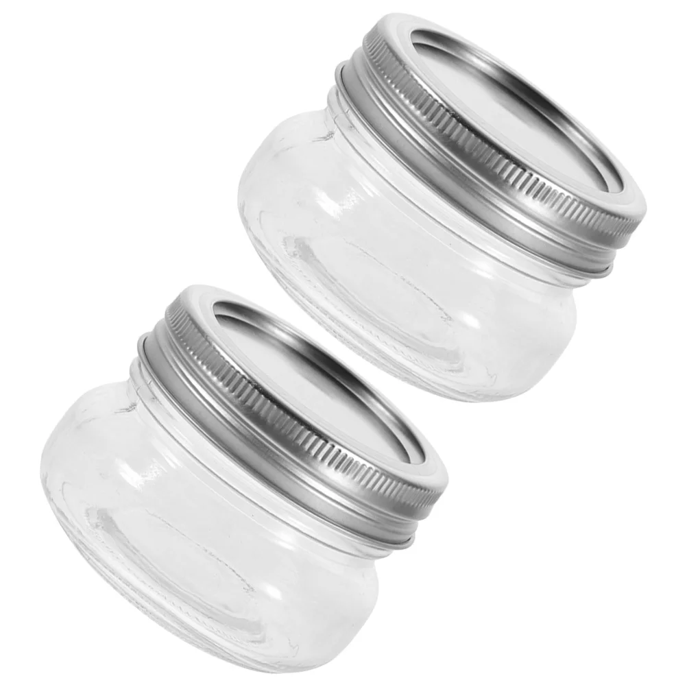 

2 Pcs Glass Jar Storage Canisters with Cover Kitchen Organizing Stainless Steel Cans