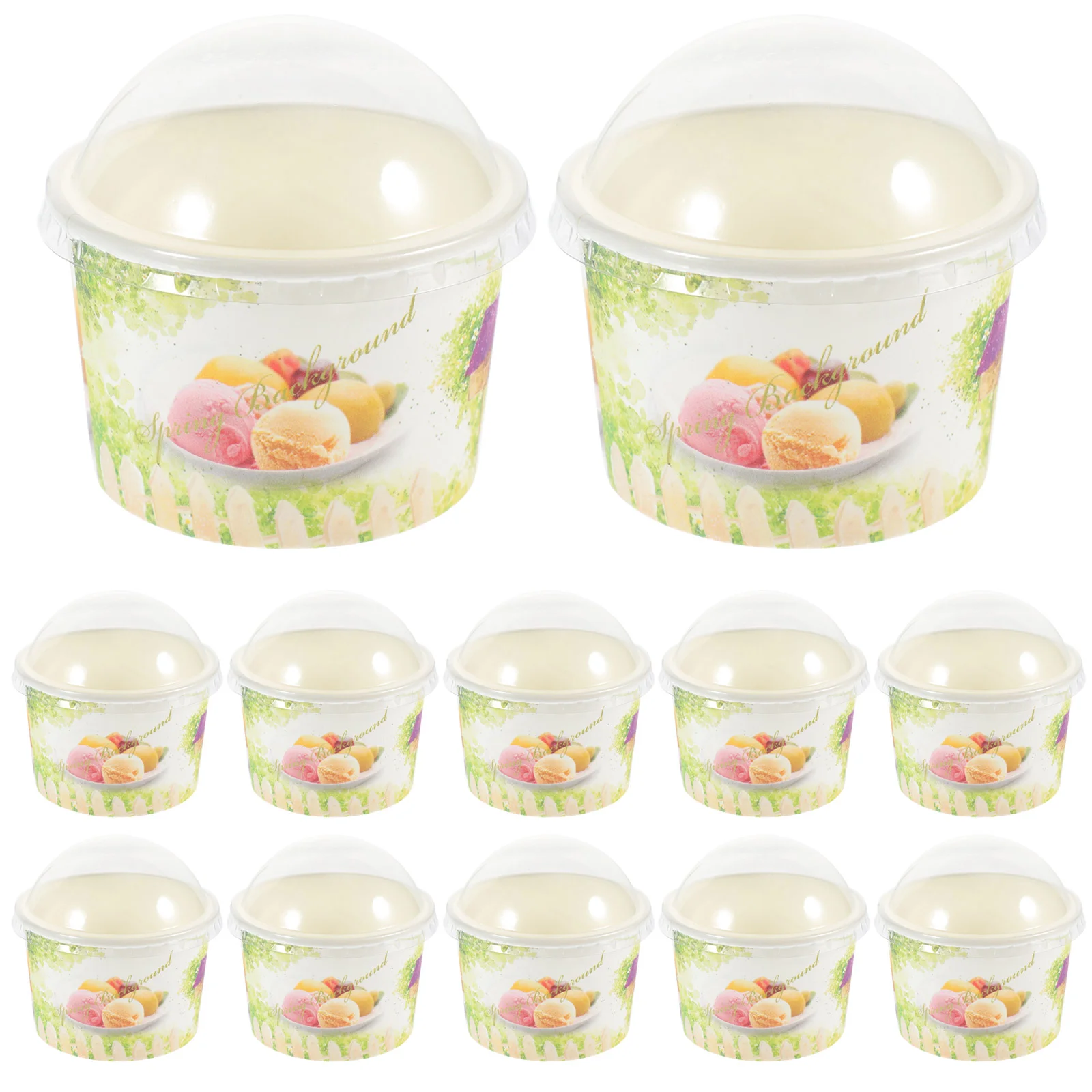 50 Pcs Ice Cream Paper Cup Disposable Bowls With Lid For Cold Dessert Storage One Time Use Kitchen Dining dessert cups disposable paper cups