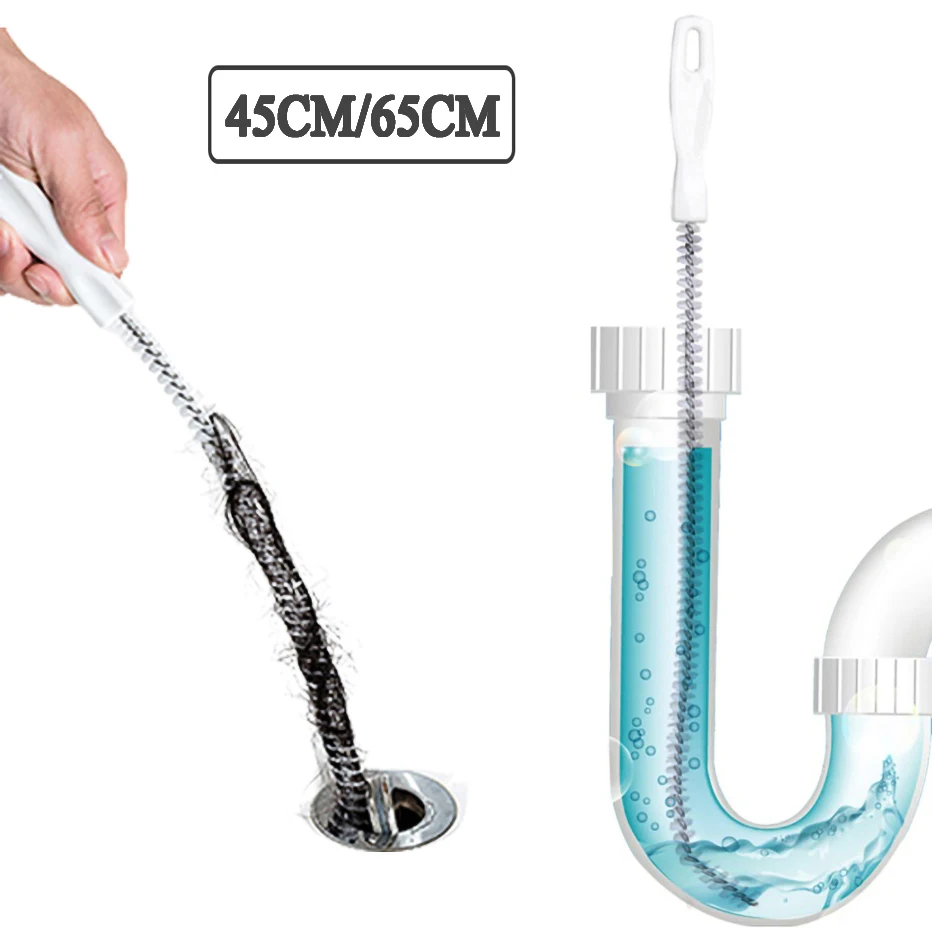 45cm/65cm Flexible Drain Hair Snake Clog Remover Sink Bathroom Tub Cleaner  Drain Brush Sewer Pipe Dredging Cleaning Tools