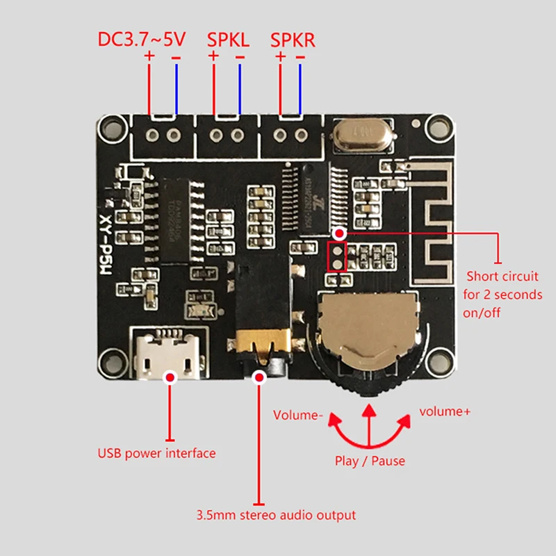 

5 Вт + 5 Вт, PAM8406 Bluetooth 5,0 стандартная стереомагнитола для Arduino, комплект для самостоятельной сборки