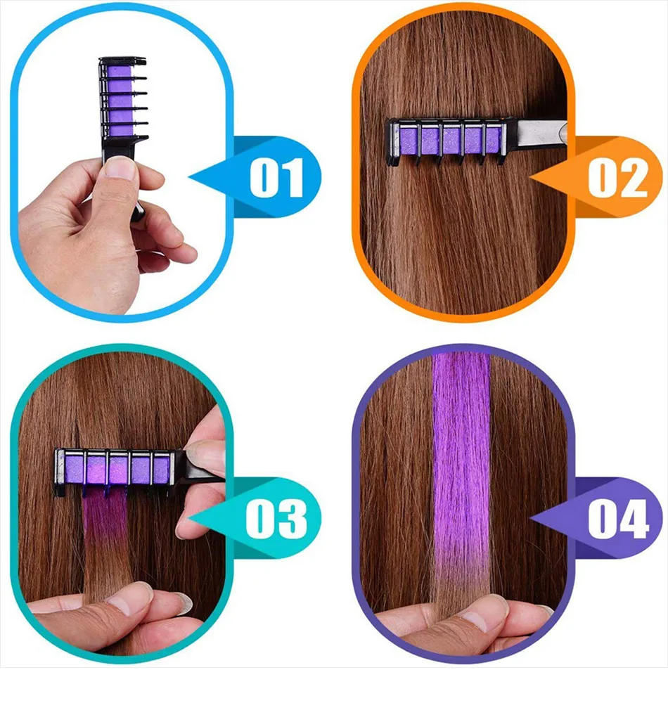 Description Picture 6 of item1pcs Hair Color Comb Mini Chalks Crayons New Design Disposable Temporary Hair Color Brush Women Styling Hair Dye Accessories