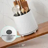 360° Rotatable Knife Holder, Multi-functional Kitchen Storage Rack Drain Basket, Simple Two-color Knife Storage Chopstick Barrel 6