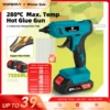 NEWBENY 280°C Cordless Hot Melt Glue Gun Portable Rechargeable with 10pcs 11mm Glue Sticks DIY Repair Tool For Makita 18VBattery 1