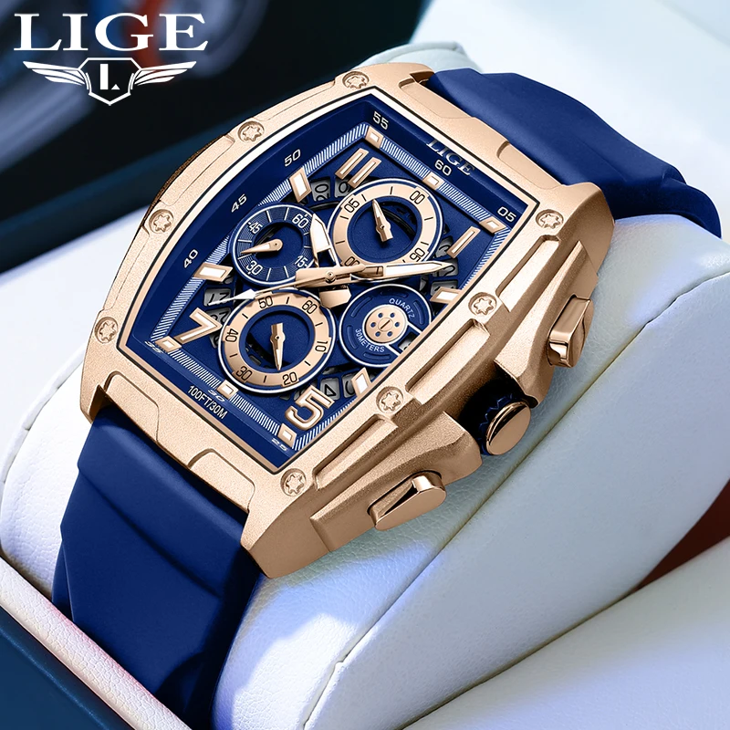 LIGE NEW 45MM Luxury Quartz Watches Casual Sport 3Bar