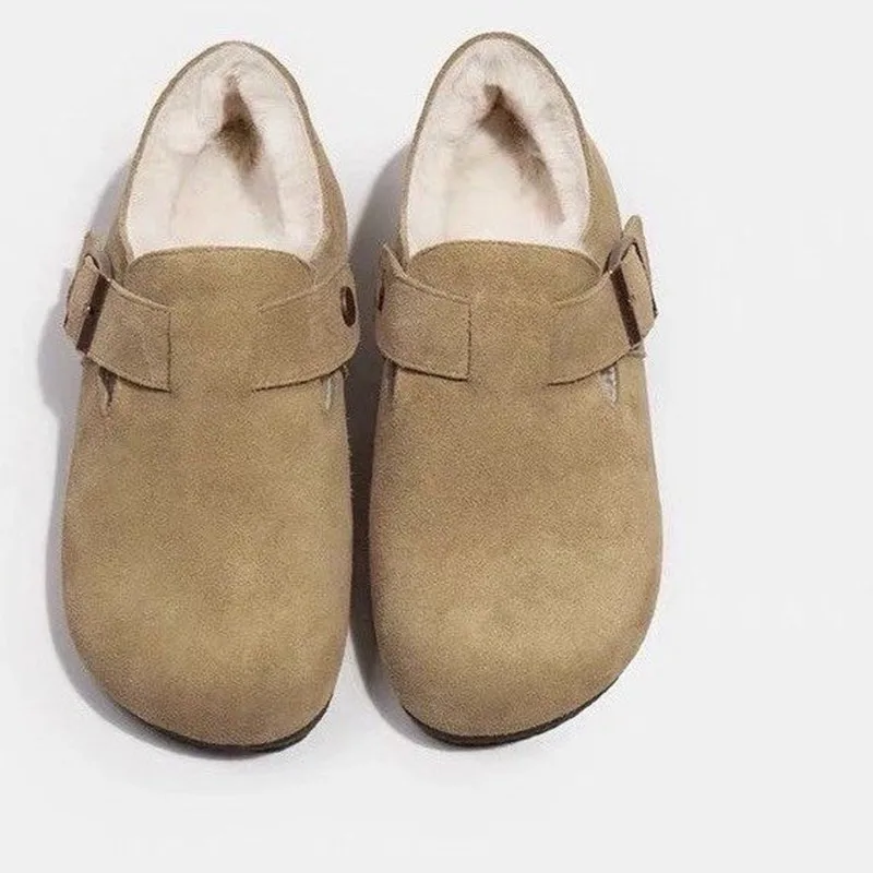 Klassische Gürtelschnalle Loafer Frau Frühling/Winter Baumwolle Pelz Gefüttert Wohnungen Barfuß Schuhe Damen Gemütliche Slip auf Fahren Mokassins femme – Detail 2