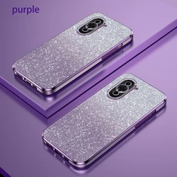 Luxury Electroplated Glitter Transparent Phone Case - Soft TPU Bumper Back Cover for Nova 10 (Purple)