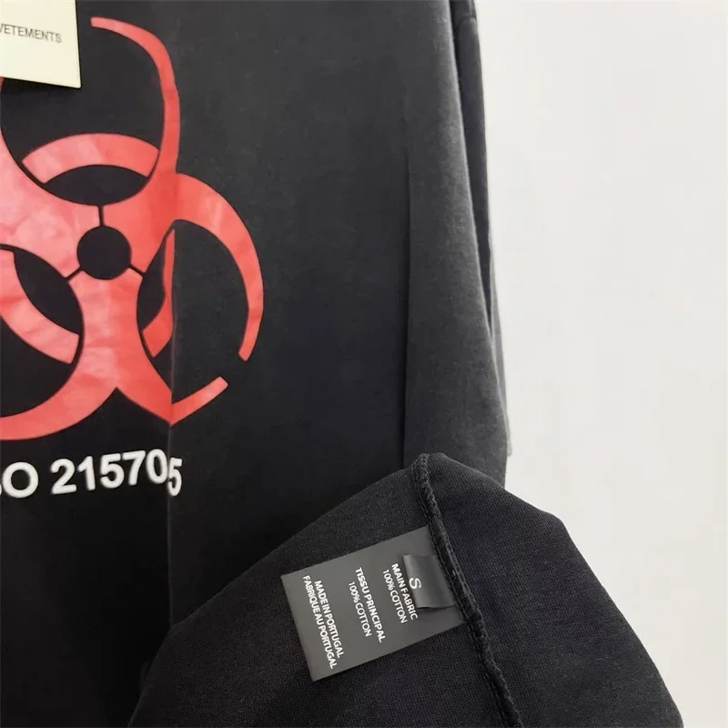 23ss Oversized VTM Pure Cotton T Shirts Women 1:1 Best Quality Printing Tee VTM Washed Black Men Clothing
