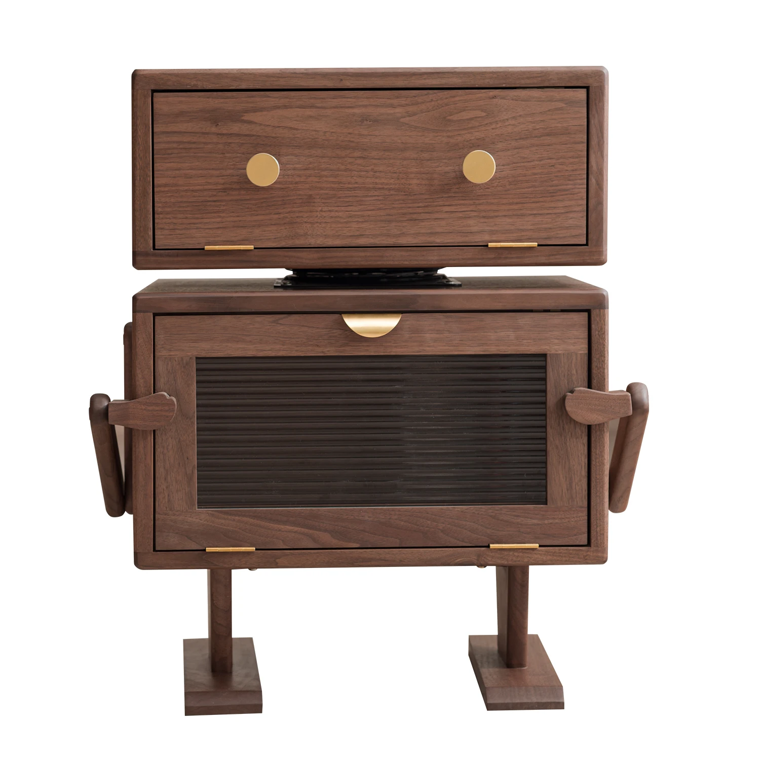 North American black walnut bedside table solid wood robot sofa side cabinet bedroom storage children cartoon creative chest