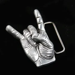 Cool Metal Music Rock Gesture Belt Buckle Leather Craft Western Cowboy Waistband Buckle Hip-Hop Punk Men's Jeans Accessories