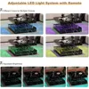 Black Marble Effect LED Coffee Table with 2 Layers of Storage Space, Modern Square Glossy Center Table, Wooden 20 Color Lighting 6