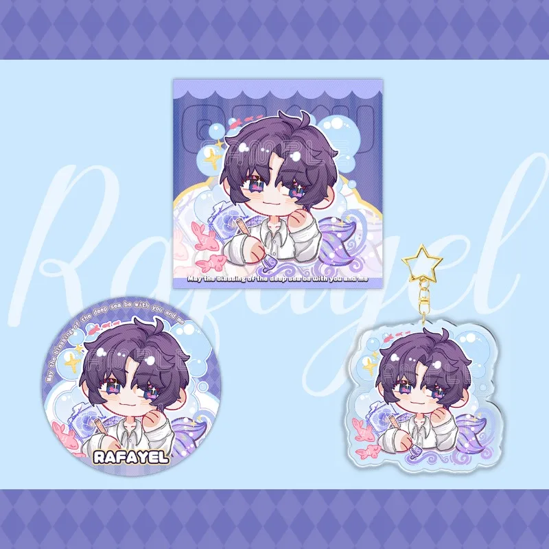 

Брелок в стиле аниме Love and Deepspace, рафайель, бейдж, мультяшный Shikishi Qi Yu, сумка, подвеска, Декор, настольный дисплей, аксессуары для коллекции