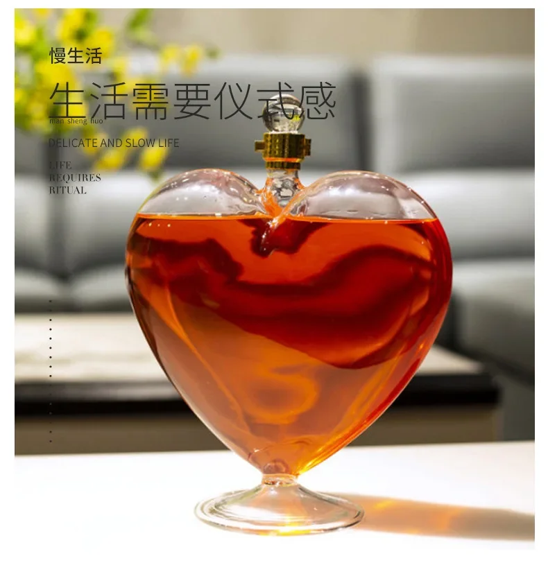 Description Picture 6 of itemExquisite Fashion 1000ml Heart-Shaped Wine Bottle Sealed Whiskey Vodka Sake Shochu Decanter Decoration Hip Flask Gift Jug