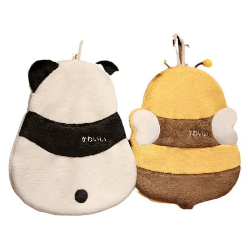 hand towels face towels pocket towels hair towels Panda Towel Quick-Drying Absorbent Towel Hanging Thickened Soft Coral Fleece Hand Washing Cloth Car Computer