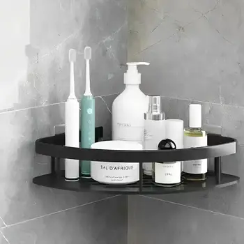 Mensola da bagno Organizzatore di stoccaggio da cucina Scaffale per shampoo in lega di alluminio Mensola per doccia Accessori da bagno Mensola senza trapano 1