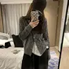 Polka dot knitted cardigan ins women's spring and autumn new style layered design sense versatile slimming long sleeved top 2