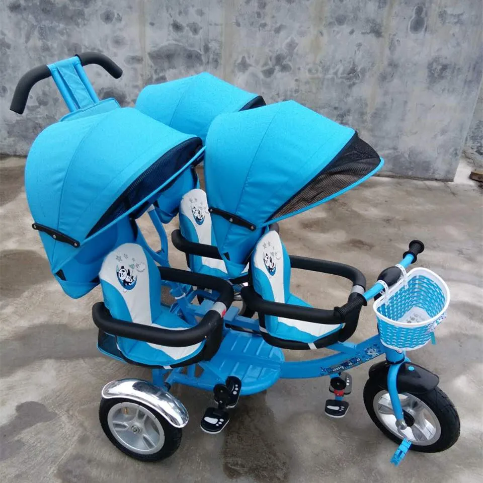 Triple baby stroller with umbrella, three baby tricycle, three seats carriage