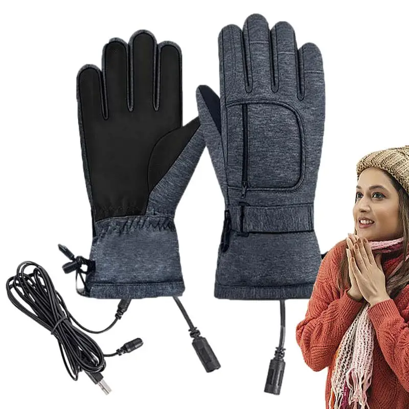 

Motorcycle Heated Gloves Winter Gloves With Heat Rays Outdoor Warm Touchscreen Heated Gloves USB Electric Thermal Heating Muffs