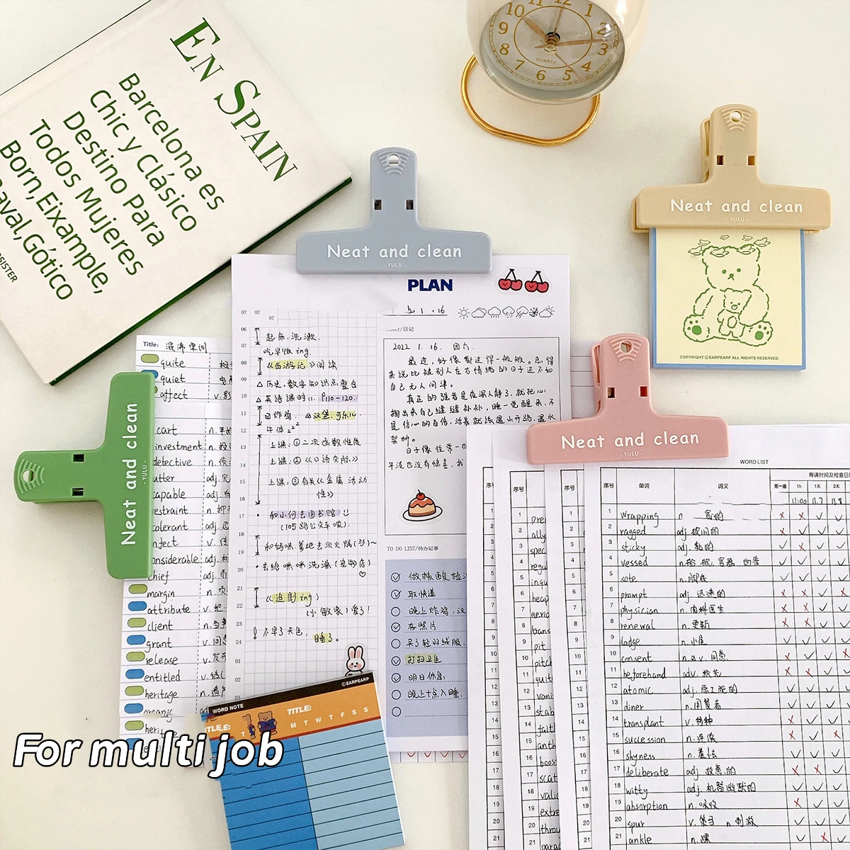1pcs Neat and Clean Magnetic Paper Clip Retro Color Magnet Clamp Holder for Fridge File Document Memo Office School F7132