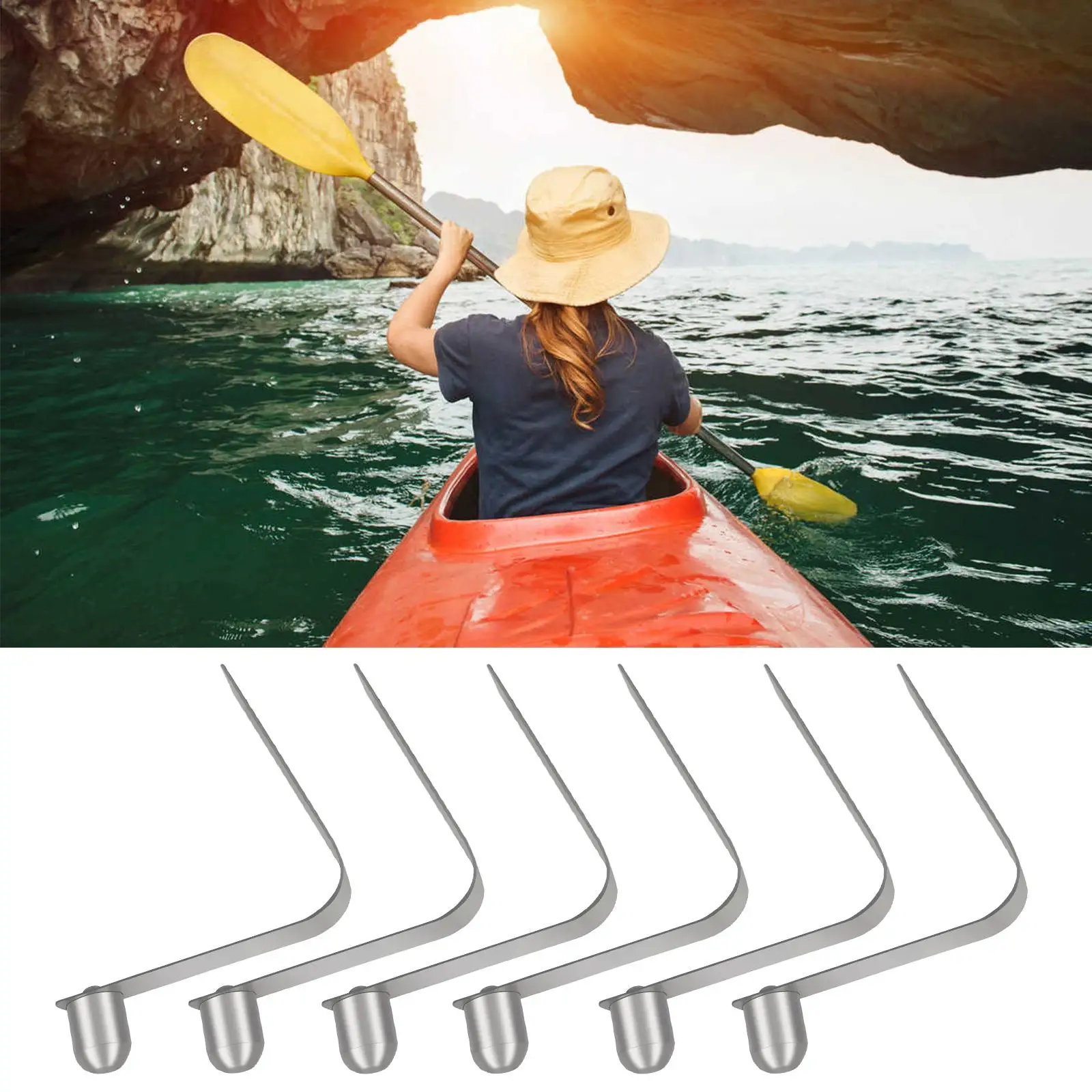 Pack 6 Durable Strong 8mm - paddle Spring Clip - Tent Pole - Awning Accessories