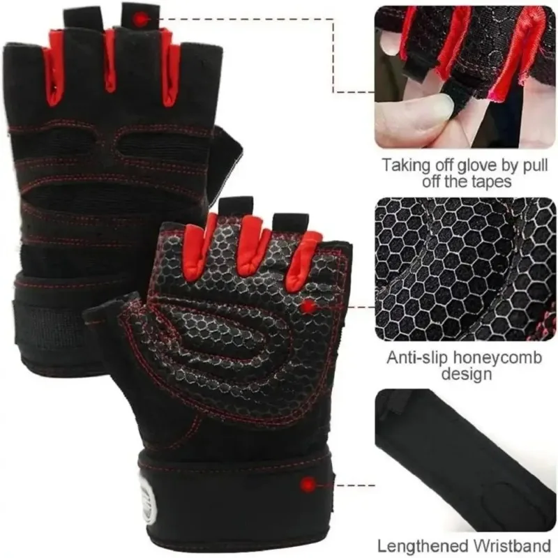 Men Women Gym Gloves Weight Lifting Fitness Training Wrist Support Bodybuilding Exercise Cycling Gloves Anti-Slip Sports Gear