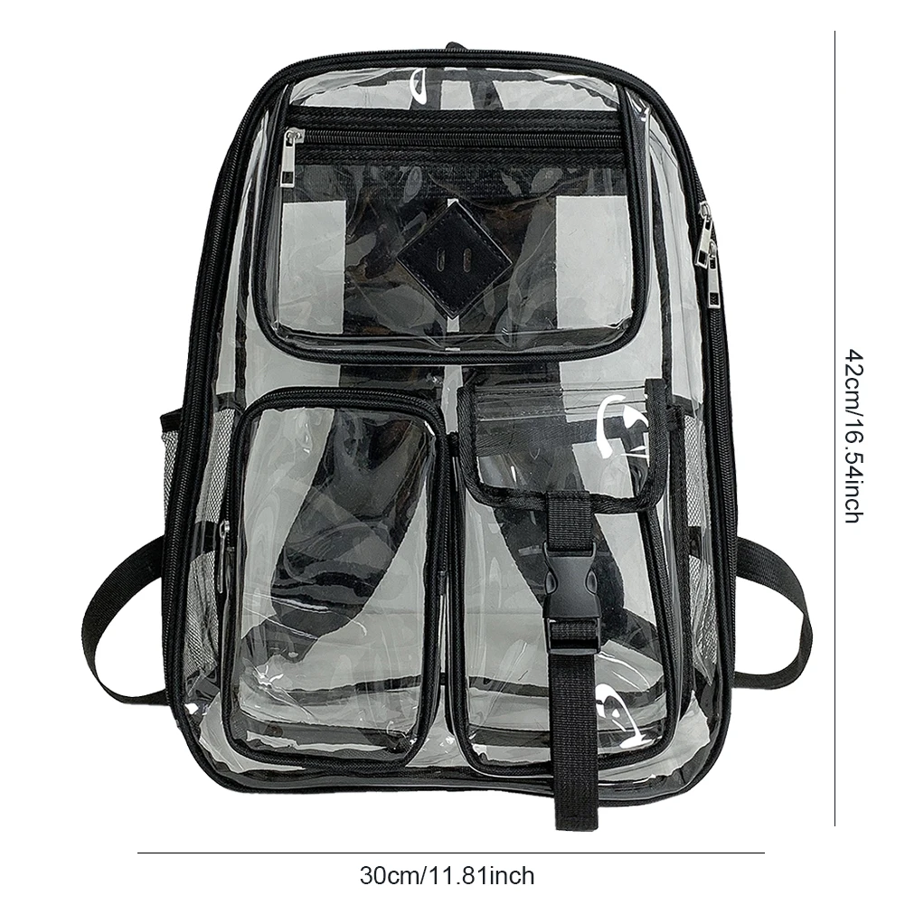 Clear Backpack for School Heavy Duty PVC Transparent Bookbag School Bag for Girls Teens Stadium Approved See Through Backpack 6