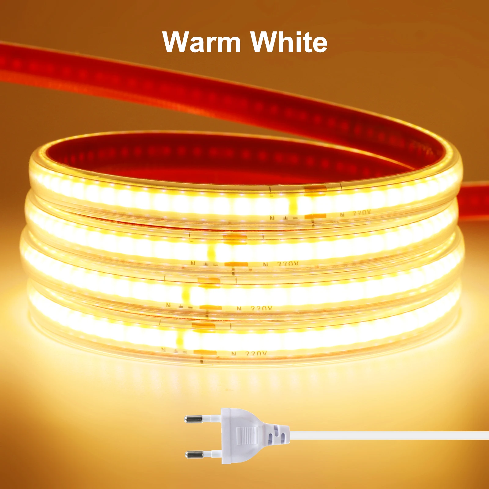 220 V COB-LED-Streifen, selbstklebend, IP65, wasserdicht, kein Treiber erforderlich, flexibles Band, lineare Beleuchtung für Küche, Zimmer, Outdoor, Garten – Detail 9