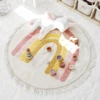 Cute Round Rug Bedroom Tassel Carpet Mat Bedside Kids Room Ddecoration Cartoon Floor Mats Home Soft Machine Washable Area Rugs 1
