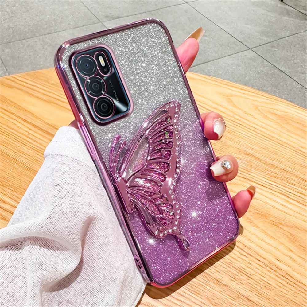 Glitter Butterfly Quicksand Plating Phone Case Cover