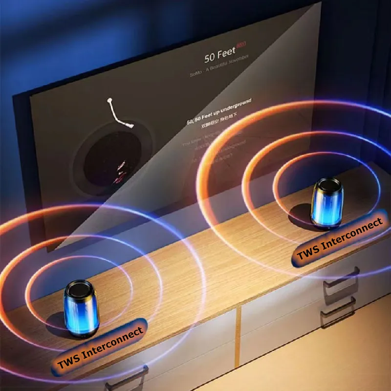 RGB Night Light Wireless Bluetooth Speaker Atmosphere Lamps Dual Speakers Overweight Bass Dolby Sound Support TF Card TWS