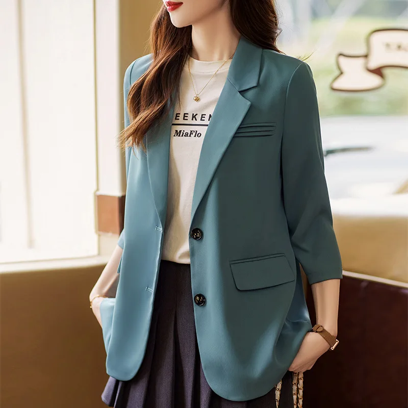 

M-3XL Womens Blazers Coat Spring Autumn Female Suit Jackets Single Breasted Loose Fashion Slit Ladies Outerwear Clothes Hw81