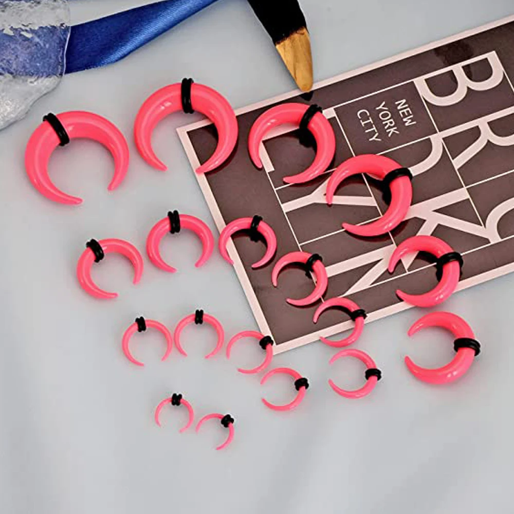 18Pcs Acrylic Septum Pincher Tapers C Shape alo Ear Taper Kit Piercing Jewelry