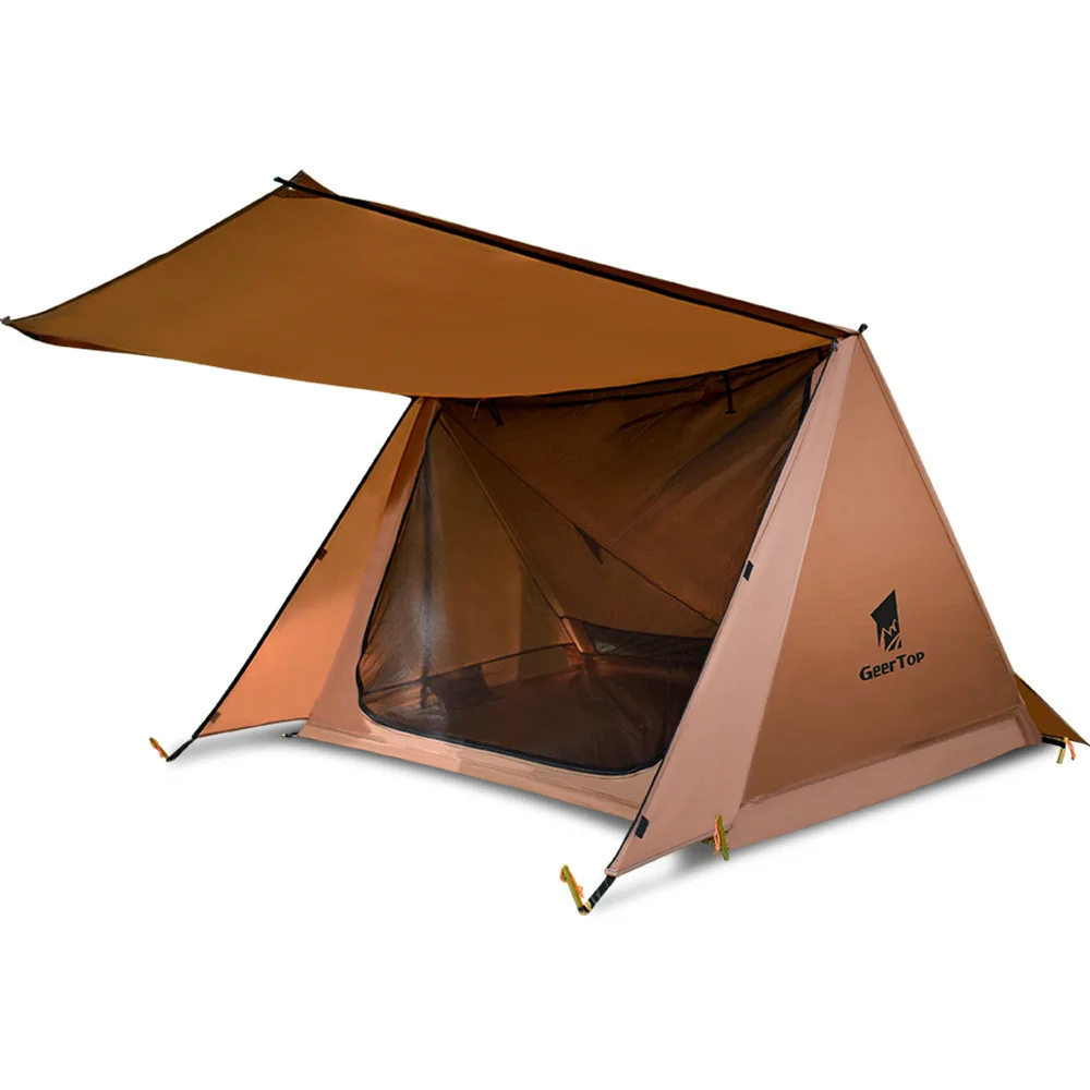 Camping Single Layer Two Person Tent Shelter 2 In 1 Windproof Light Weight Tent No Poles