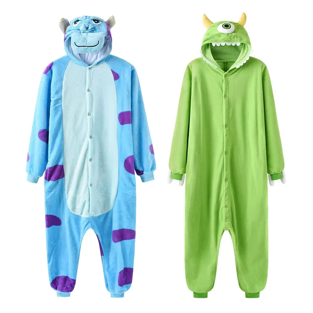 

Sully Mike Kigurumis Cartoon Onesie Unisex Couple Overall Winter Funny Cute Homewear Monster Animal Jumpsuit Festival Gift