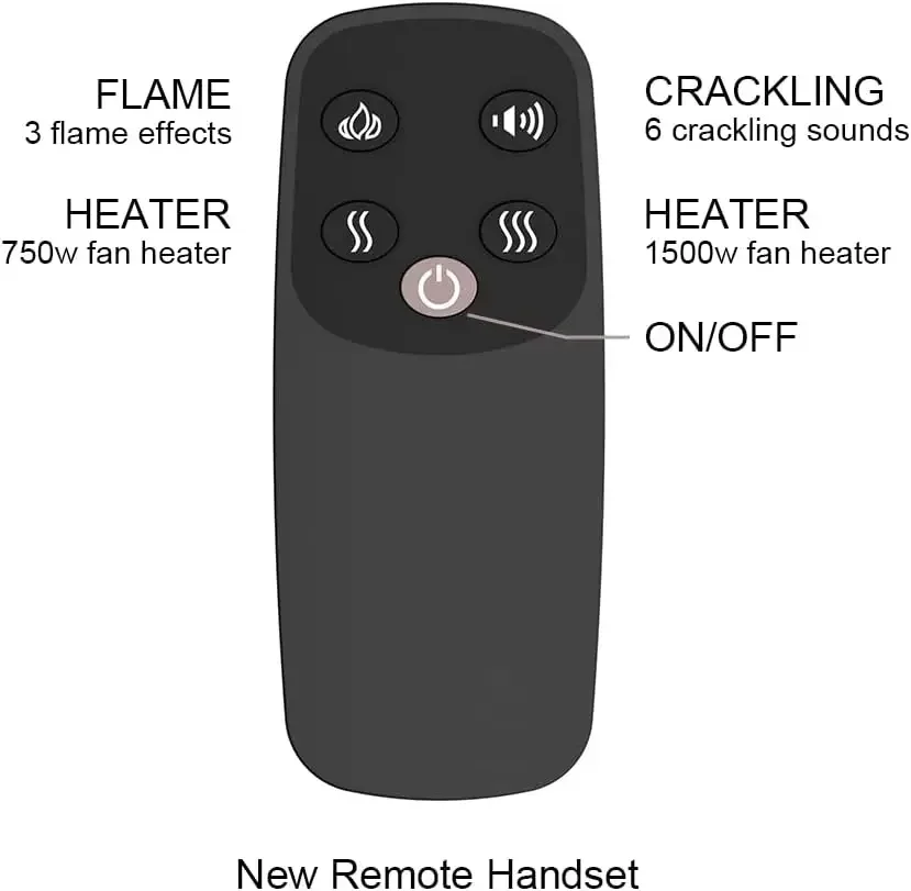 Western Electric Fireplace Insert with Fire Crackling Sound, Remote Control, 750/1500W, Black, 33 1/16 Inches Wide, High 4