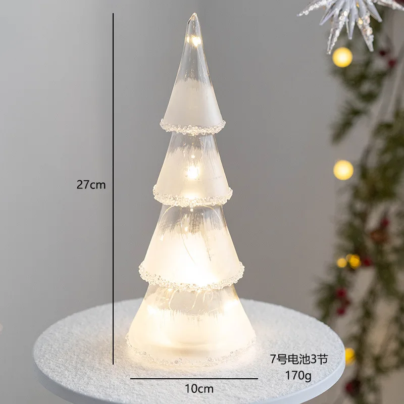 2-Pack Christmas Crystal Night Lights - Mini LED Acrylic Christmas Tree Decor For Home