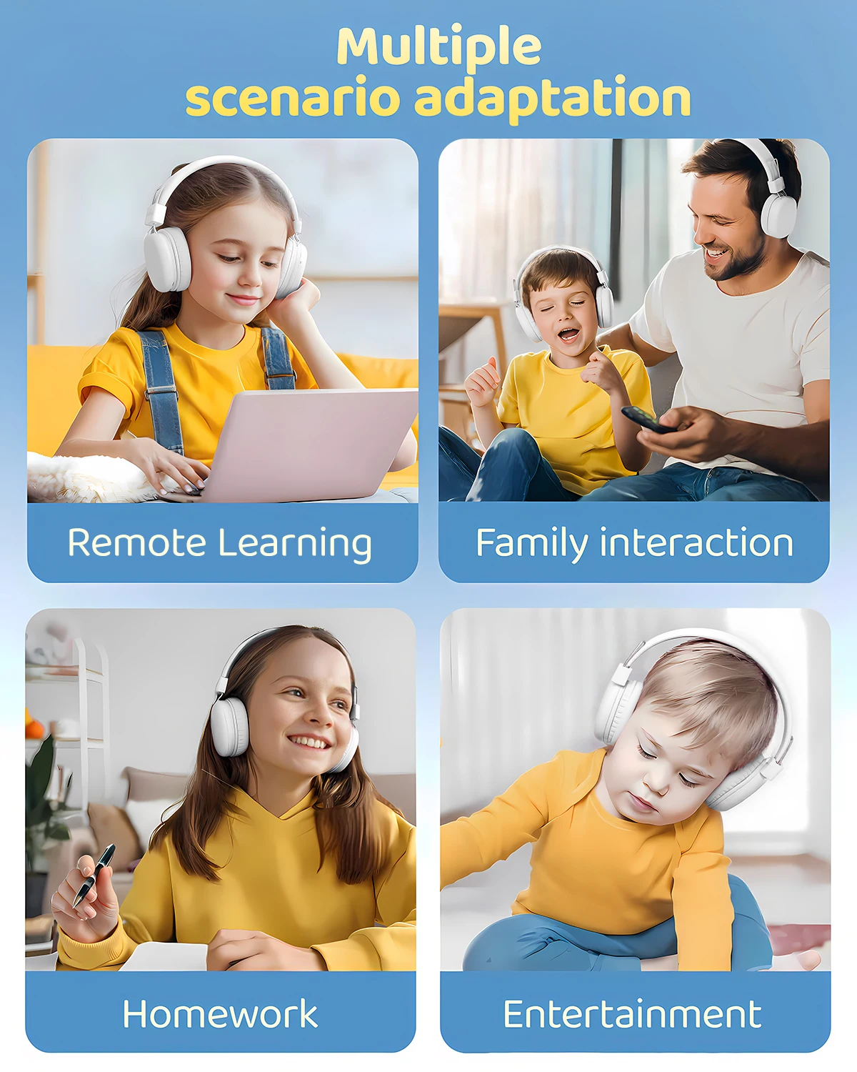 Awatrue Kids Wireless Bluetooth Headphones Foldable Noise Reduction On Ear Headsets With Hd Enc Mic For Children Birthday Gifts, Alina Gadgets