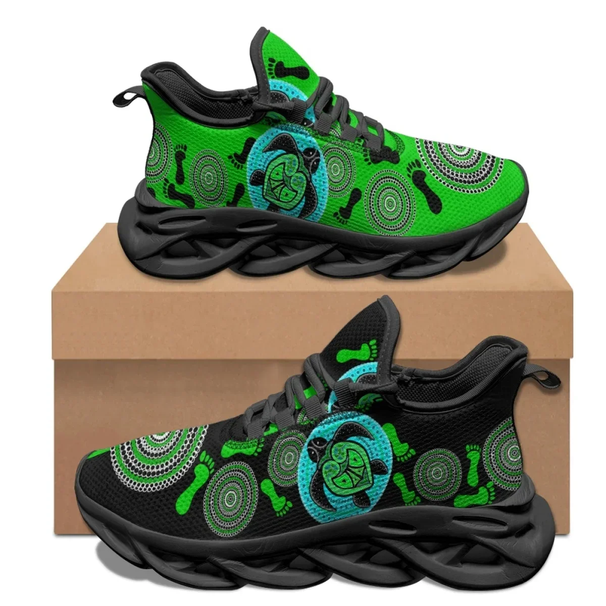 Australia Aboriginal Turtle Designer Casual Flats Shoes Indigenous Art Women's Lace-Up Sneakers Vintage Style Running Shoes Gift