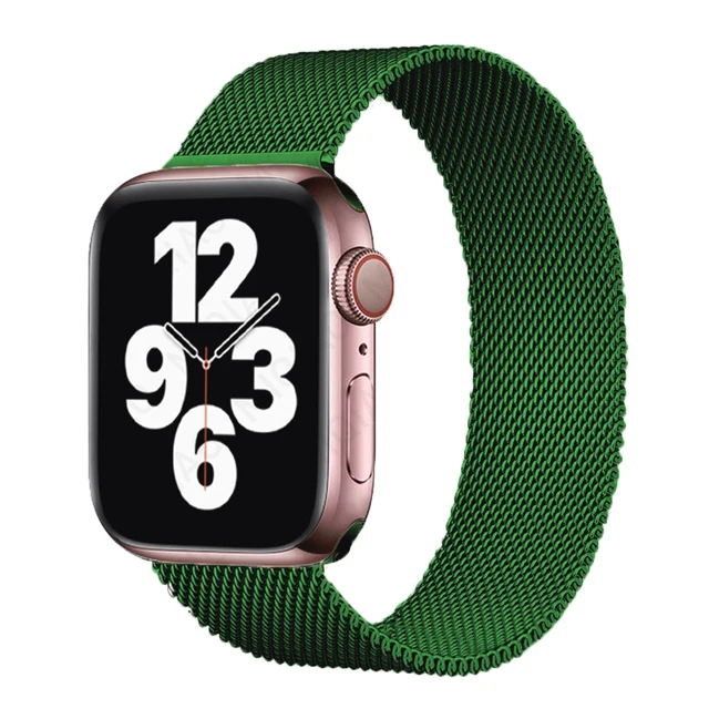 Magnetic Loop Strap For Apple watch Band 45mm 41mm 44mm 40mm 42mm 38mm Stainless steel correa bracelet iWatch serie 3 7 5 6 se 3 Dark green 15