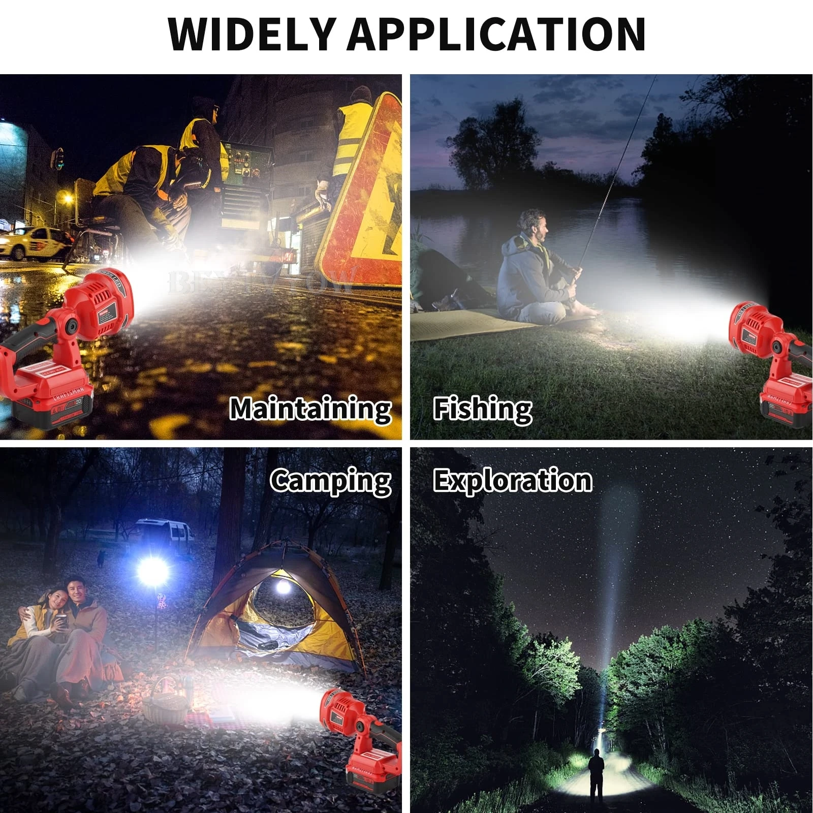 Cordless 1120LM LED Work Light for Craftsman V20 Battery 12W Portable Rechargeab