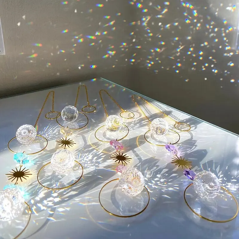 Crystal Hanging Decoration 1pc Artificial Crystal Wall Hanging Suitable For Weddings And Outdoors Sun Catcher Decorative Light And Shadow Wind Chime Pendant