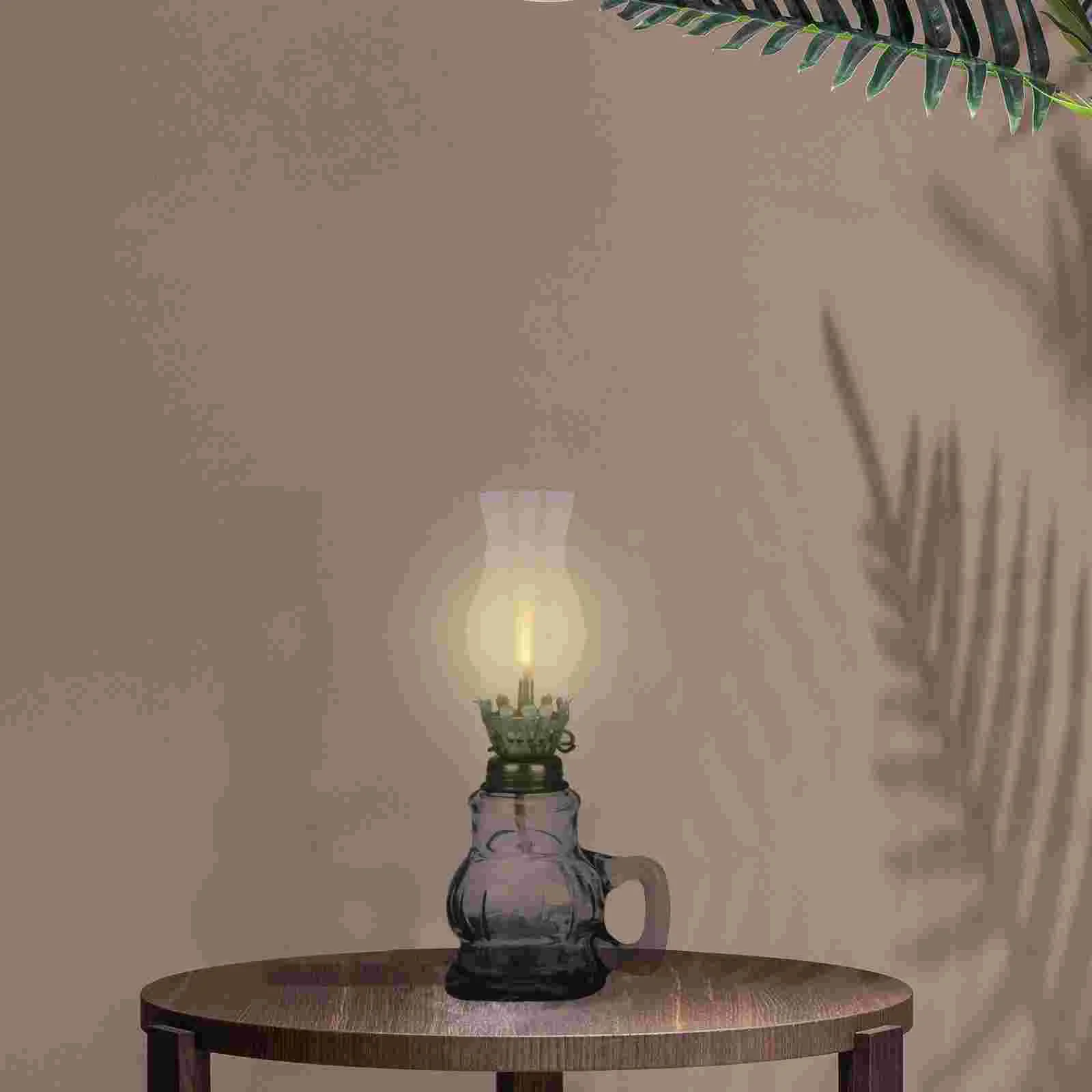 Lampada olio cherosene vetro lanterna Vintage lampade lanterne uso interno  antico per camera rustica trasparente supporto di copertura candela da  giardino