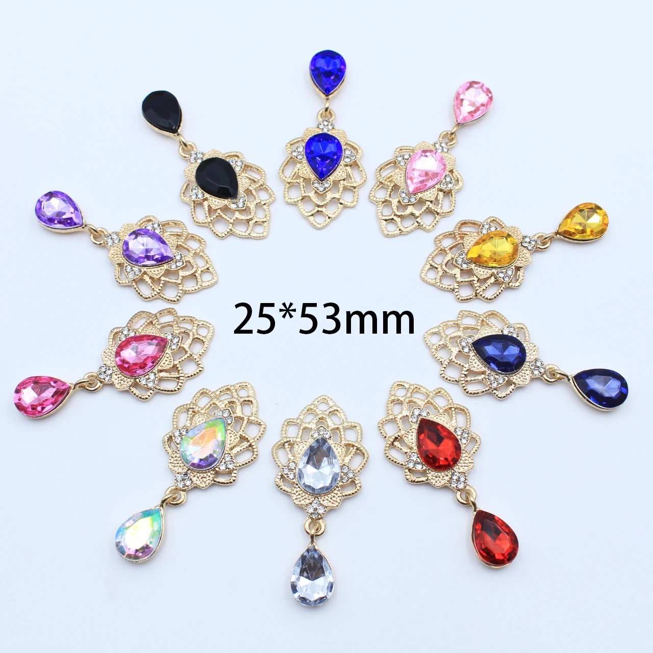 

New 5Pcs/Lot 25*53MM for Needlework Rhinestone Button Hair Manualidades Accessories Diy Flat Back Brooch Jewelry Accessories