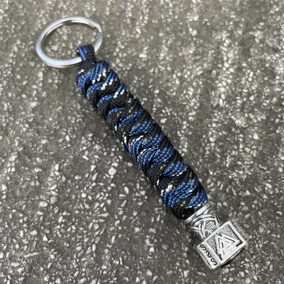 Portachiavi Vichingo Con Rune - Ciondolo Mjölnir Martello Di Thor - Talismano Nordico In Lega Di Zinco - 50x30mm - 2